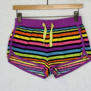 LittleMissMatched Board Shorts Girls 12 Multicolor Rainbow Striped Softshell